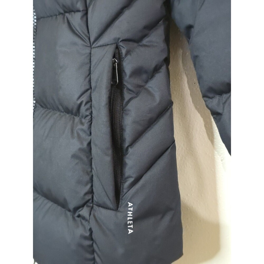 ATHLETA Downtown Puffer Jacket Parka Womens Size Small Black Zip Logo - Picture 7 of 12